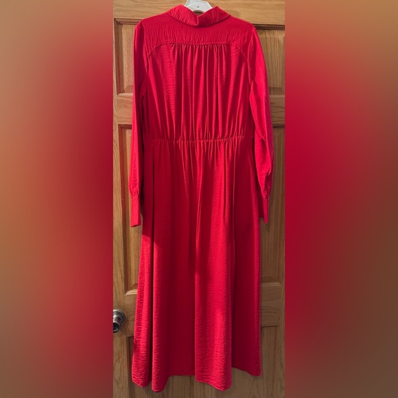 Women's Long Sleeve Collared Midi Crepe Shirtdress - A New Day™ Red Medium. NWT - Picture 7 of 9